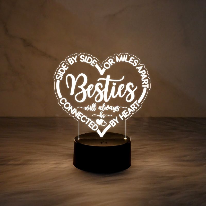 Heart Shape Acrylic Night Lamp Unique | Gift for Your Besties | Express Your Love for Bestie | Best Friend Birthday Gift | Warm White